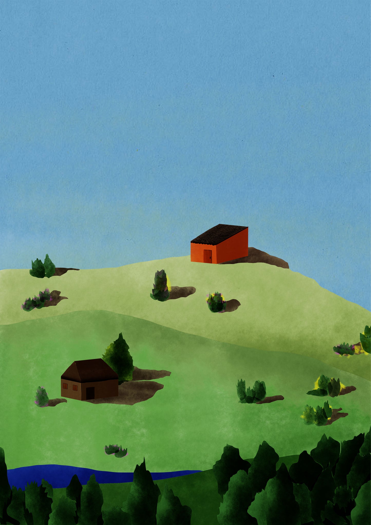 Blue Sky and Green Fields